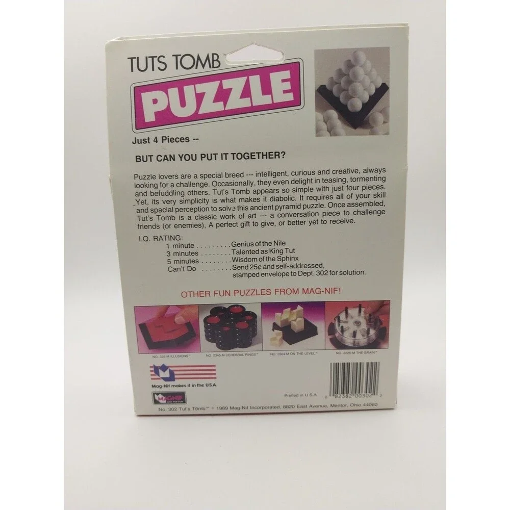 Vintage 1989 Tuts Tomb Magnif 3D Pyramid Toy Solve Puzzle Game New Sealed Rare!